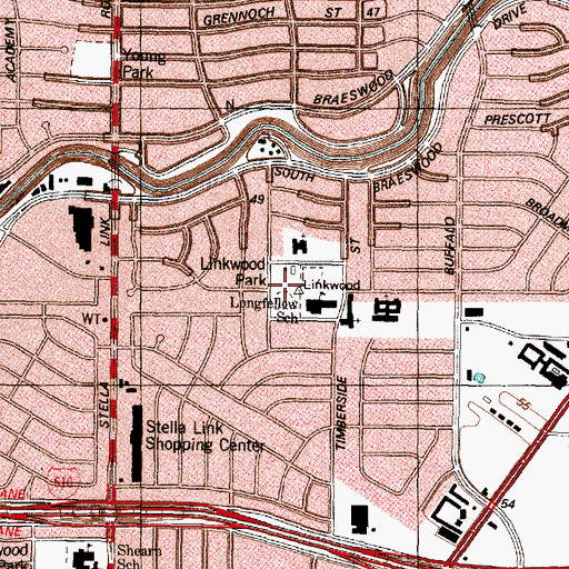 Topographic Map of LInkwood Park, TX