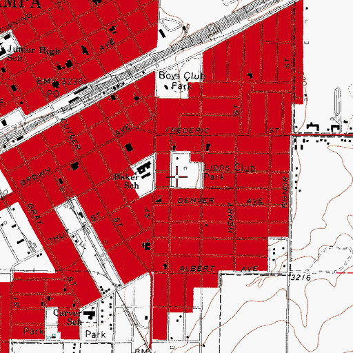 Topographic Map of Lions Park, TX