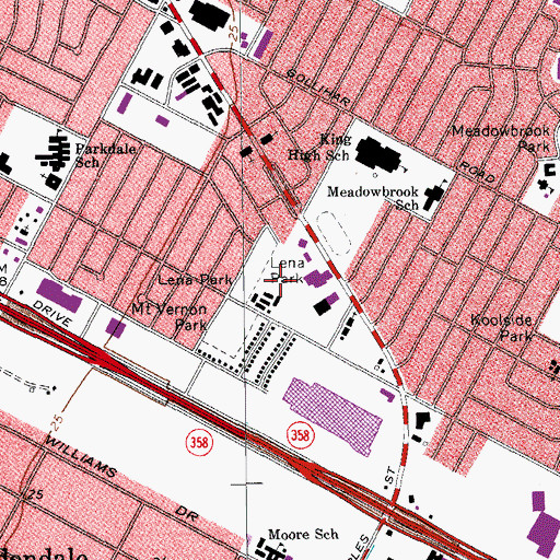 Topographic Map of Lions Park, TX