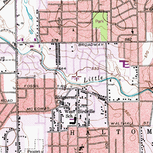 Topographic Map of Little Fossil Park, TX
