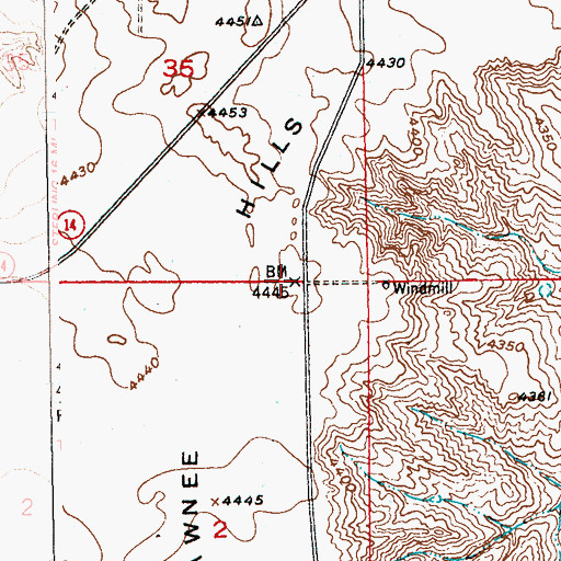 Topographic Map of Pawnee Hills, CO