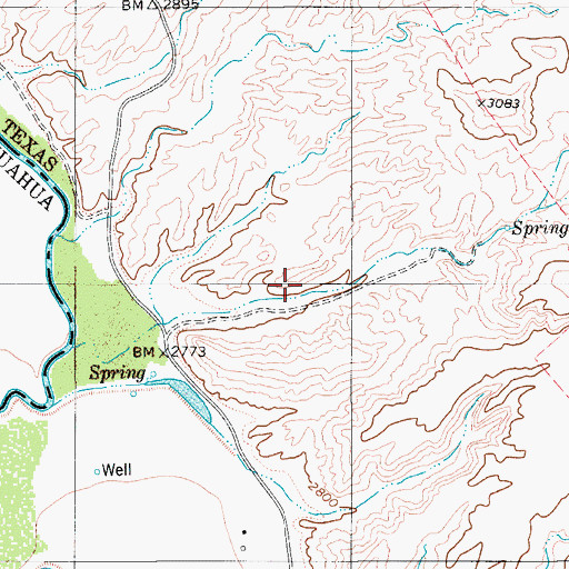 Topographic Map of Las Palomas Wildlife Management Area - Ocotillo Unit, TX