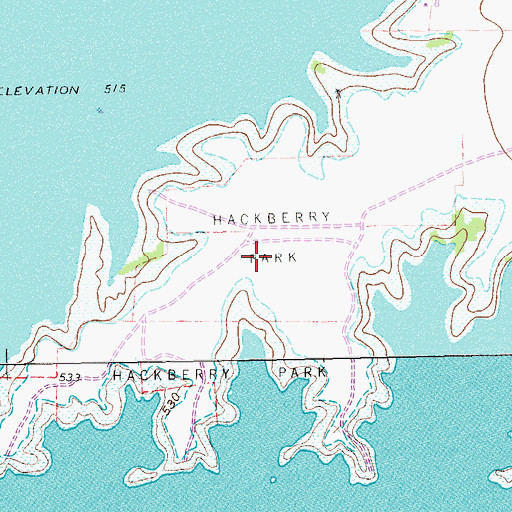 Topographic Map of Lake Lewisville Recreation Area, TX
