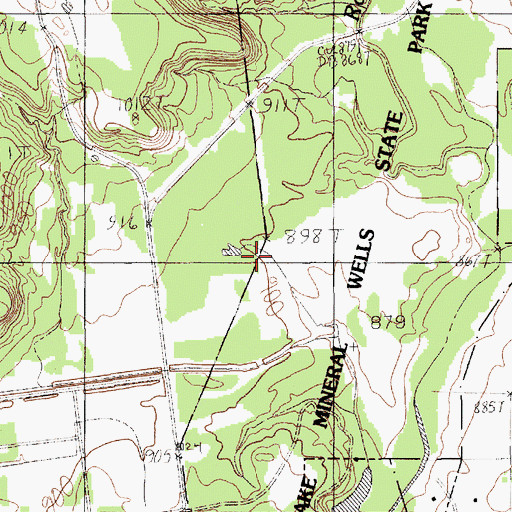 Topographic Map of Lake Mineral Wells State Park, TX