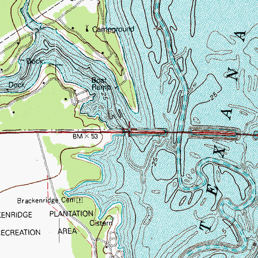 Topographic Map of Lake Texana State Park, TX