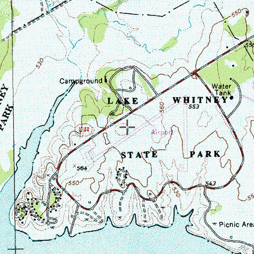 Topographic Map of Lake Whitney State Park, TX