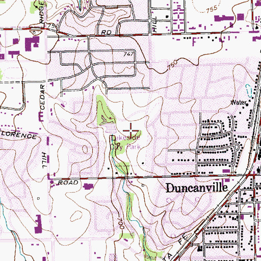 Topographic Map of Lakeside City Park, TX