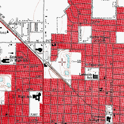 Topographic Map of Lakeside Park, TX