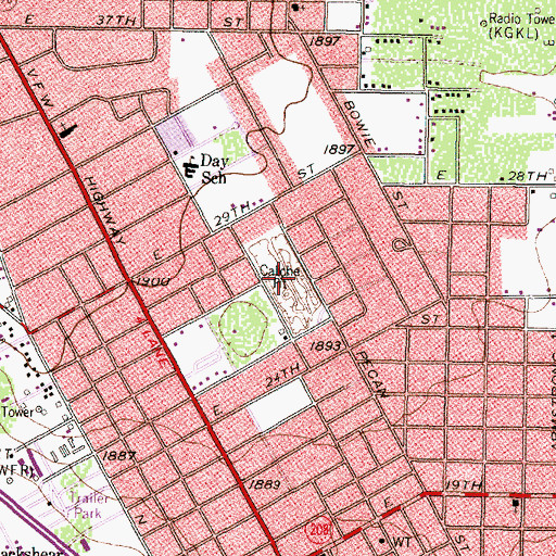 Topographic Map of Lakeview Park, TX
