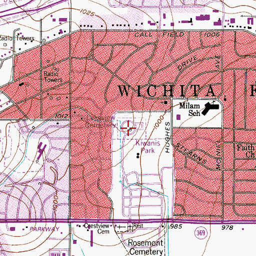 Topographic Map of Lakeview Park, TX