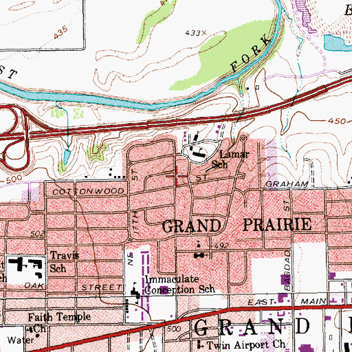 Topographic Map of Lamar Park, TX