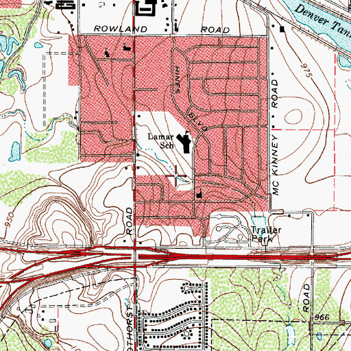 Topographic Map of Lamar Park, TX