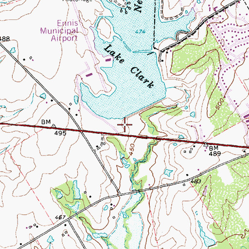 Topographic Map of Lake Clark Park, TX