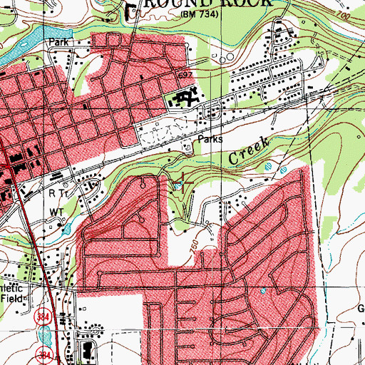 Topographic Map of Lake Creek Park, TX