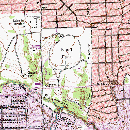 Topographic Map of Kiest Park, TX