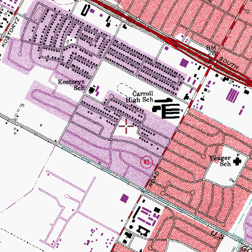 Topographic Map of Kingston Park, TX