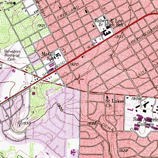 Topographic Map of Kiwanis Park, TX