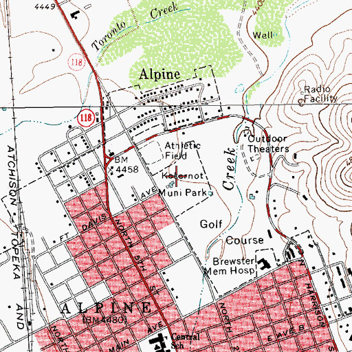 Topographic Map of Kokernot Park, TX