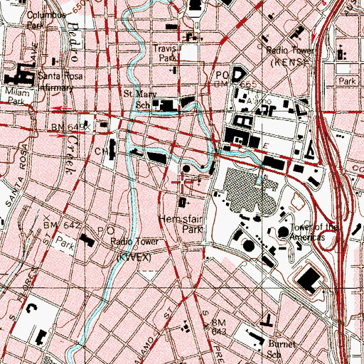 Topographic Map of La Villita Park, TX