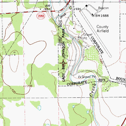 Topographic Map of Lady Bird Johnson Municipal Park, TX