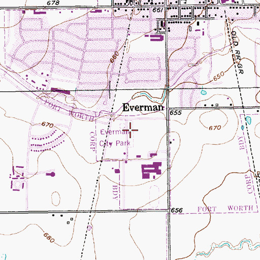 Topographic Map of Johnson Park, TX
