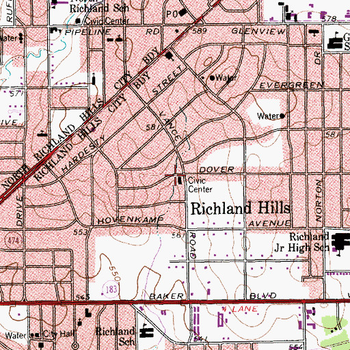 Topographic Map of Kate Baker Park, TX