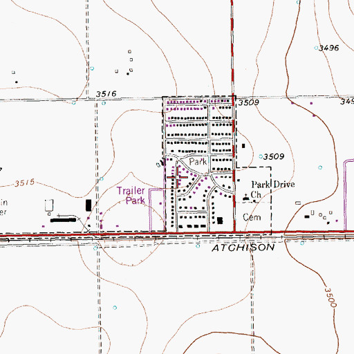 Topographic Map of Kauffman Park, TX