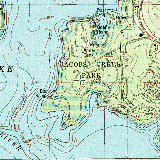 Topographic Map of Jacobs Creek Park, TX