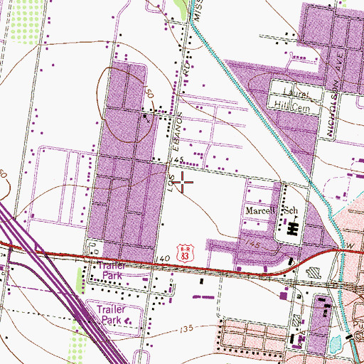 Topographic Map of Jaycee Park, TX
