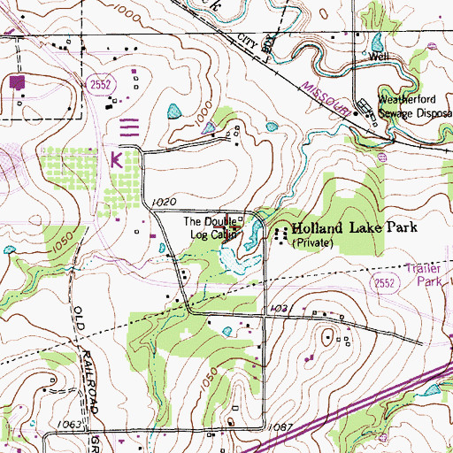 Topographic Map of Holland Lake Park, TX