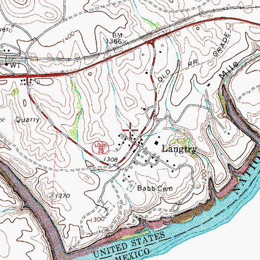 Topographic Map of Home of Judge Roy Bean Law West of the Pecos, TX
