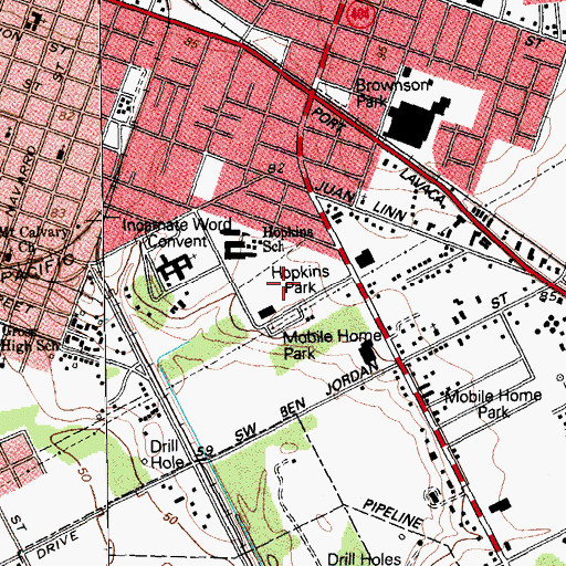 Topographic Map of Hopkins Park, TX