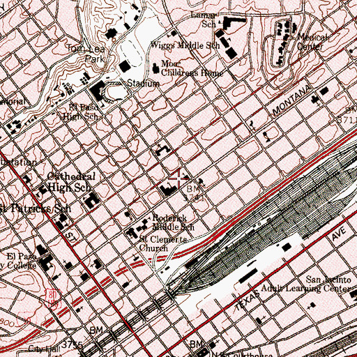 Topographic Map of Houston Park, TX