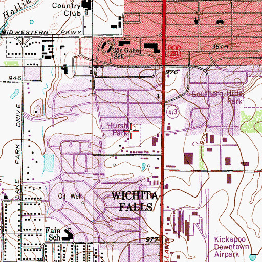 Topographic Map of Hursh Park, TX