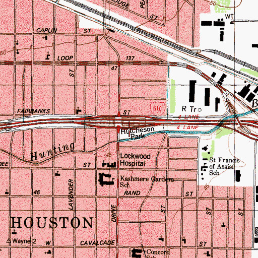 Topographic Map of Hutcheson Park, TX