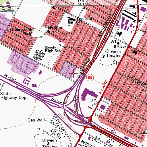 Topographic Map of Inwood Park, TX