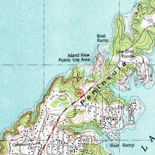 Topographic Map of Island View Park, TX