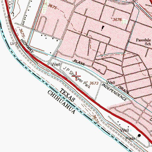 Topographic Map of J P Shawer Park, TX
