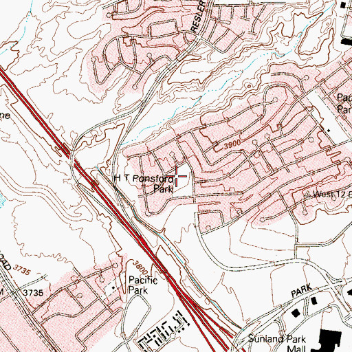 Topographic Map of H T Ponsford Park, TX