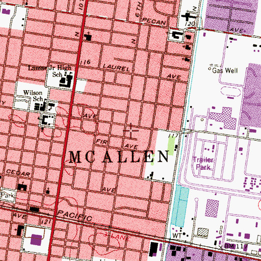 Topographic Map of Hackberry Park, TX