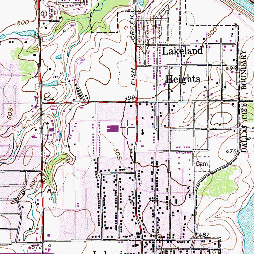 Topographic Map of Hendrix Park, TX