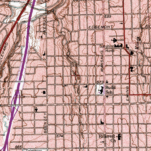 Topographic Map of Herndon Park, TX