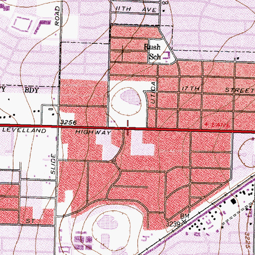 Topographic Map of Higinbotham Park, TX