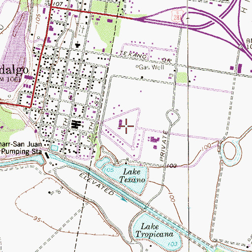 Topographic Map of Hildago City Park, TX