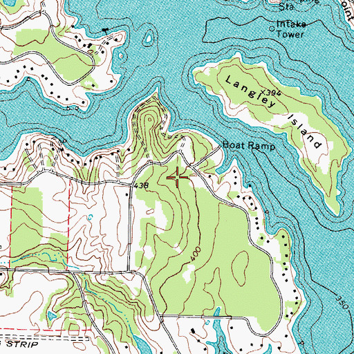 Topographic Map of Hill Creek Park, TX