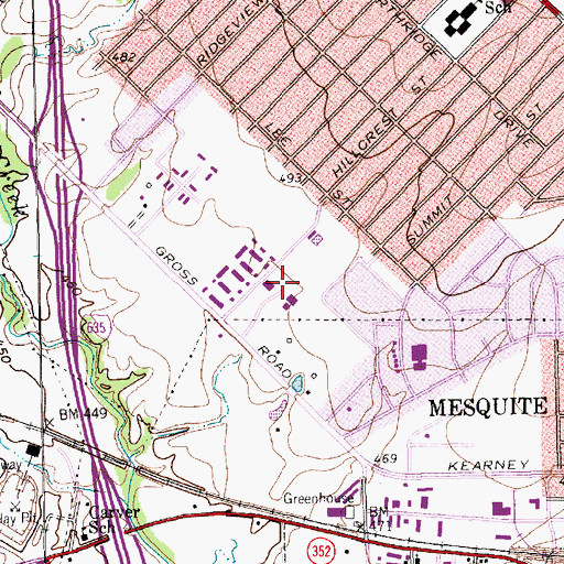 Topographic Map of Hillcrest Park, TX