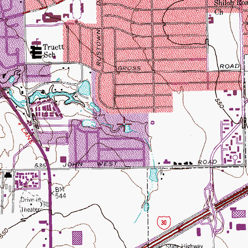 Topographic Map of Hillview Park, TX