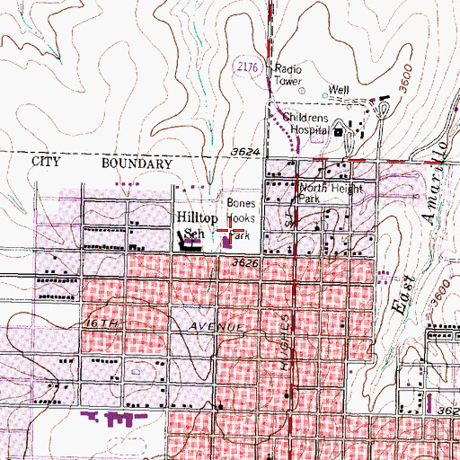 Topographic Map of Hines Park, TX