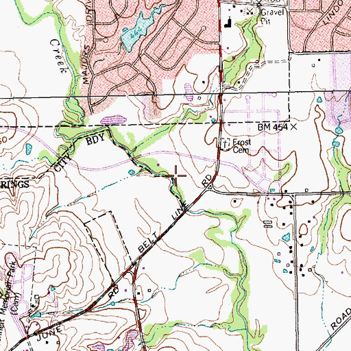 Topographic Map of Hodges Park, TX