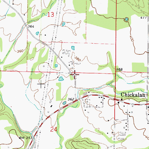Topographic Map of Chickalah Methodist Cemetery, AR